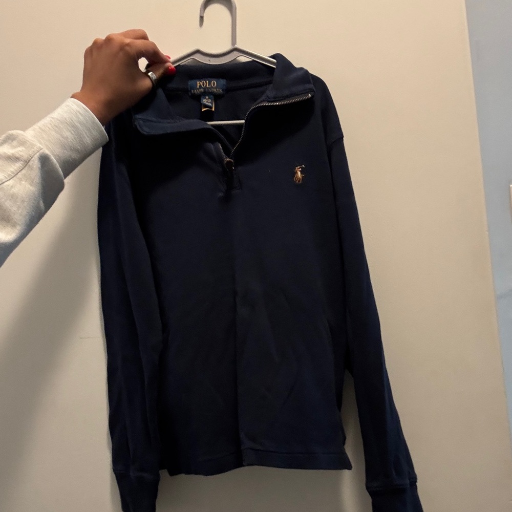 Polo Ralph Lauren Big Boys Interlock Quarter-Zip Pullover Sz M 10-12 Blue
